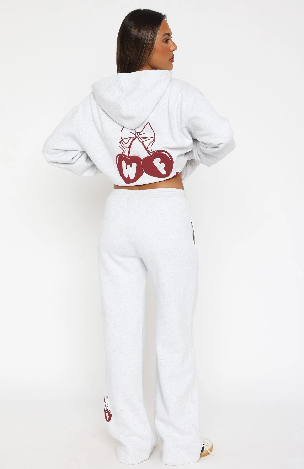 Soft Piece Basic Style Feel The Love Wide Leg Sweatpants Grey Marle