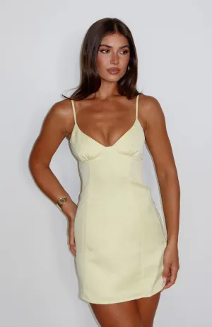 WideNeckOpening Feeling Tipsy Mini Dress Lemon
