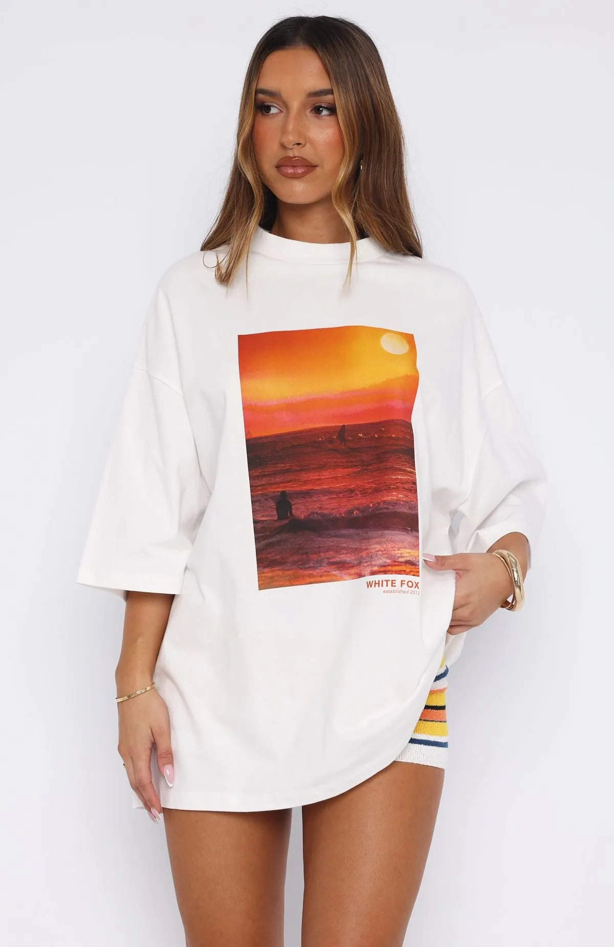 Filled With Love Oversized Tee White OdorResistantFinish Reinforced Shoulder Seams