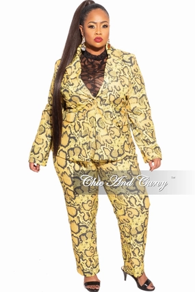 Final Plus Size Pants Suit in Yellow and Black Snake Skin Perfect Fit