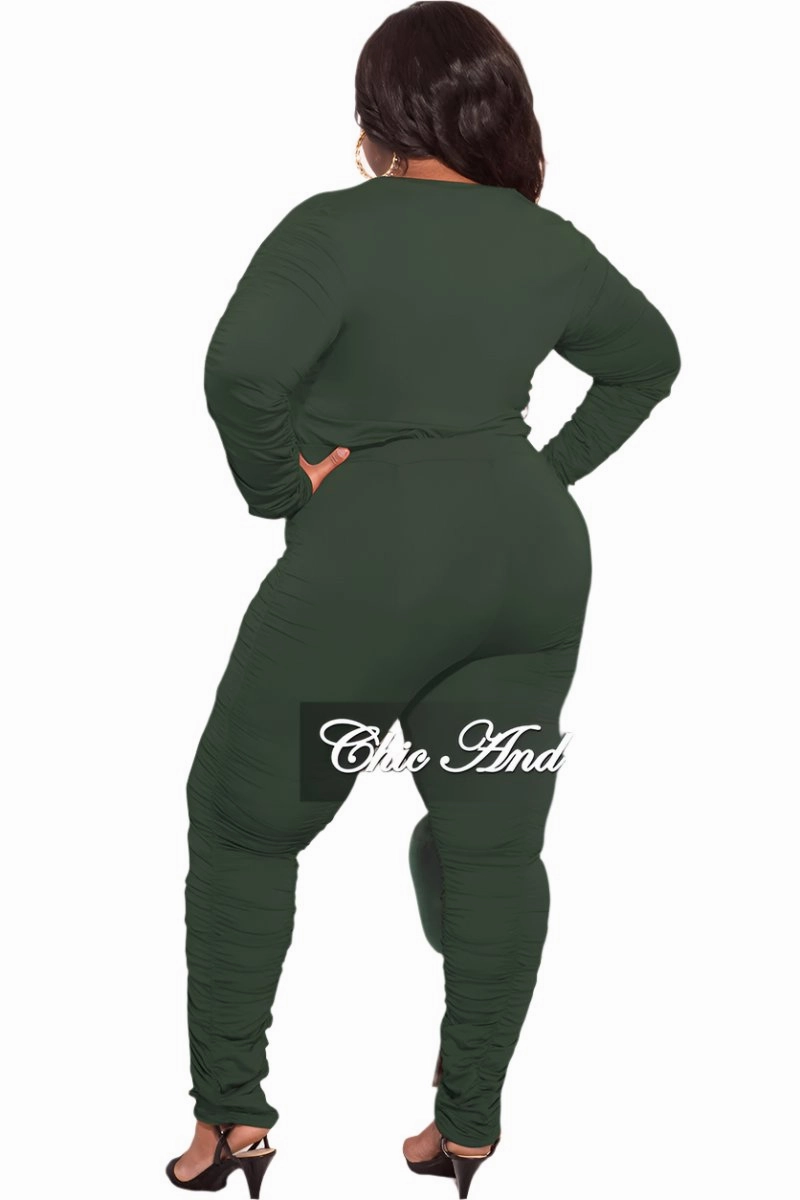Final Sale Plus Size 2-Piece Top and Pants in Olive Modern Comfort Supportive Waistband