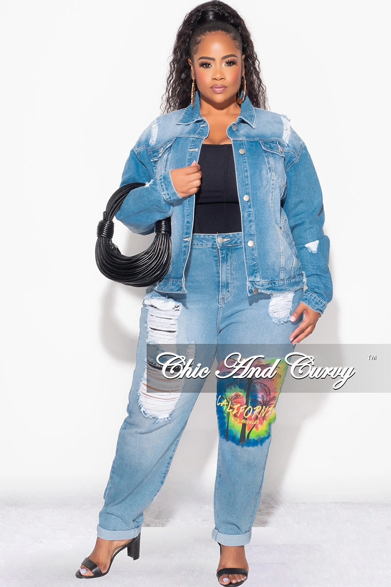 Final Sale Plus Size 2pc California Jacket and Pants Set in Denim Work Essential