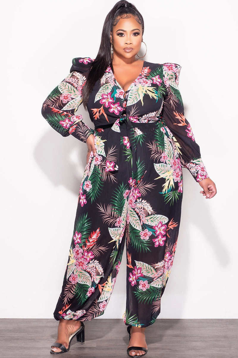 ReinforcedSeams Final Sale Plus Size 2pc Chiffon Blouse and Pant Set Floral Print