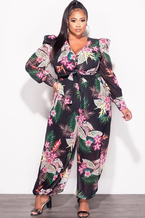 ReinforcedSeams Final Sale Plus Size 2pc Chiffon Blouse and Pant Set Floral Print