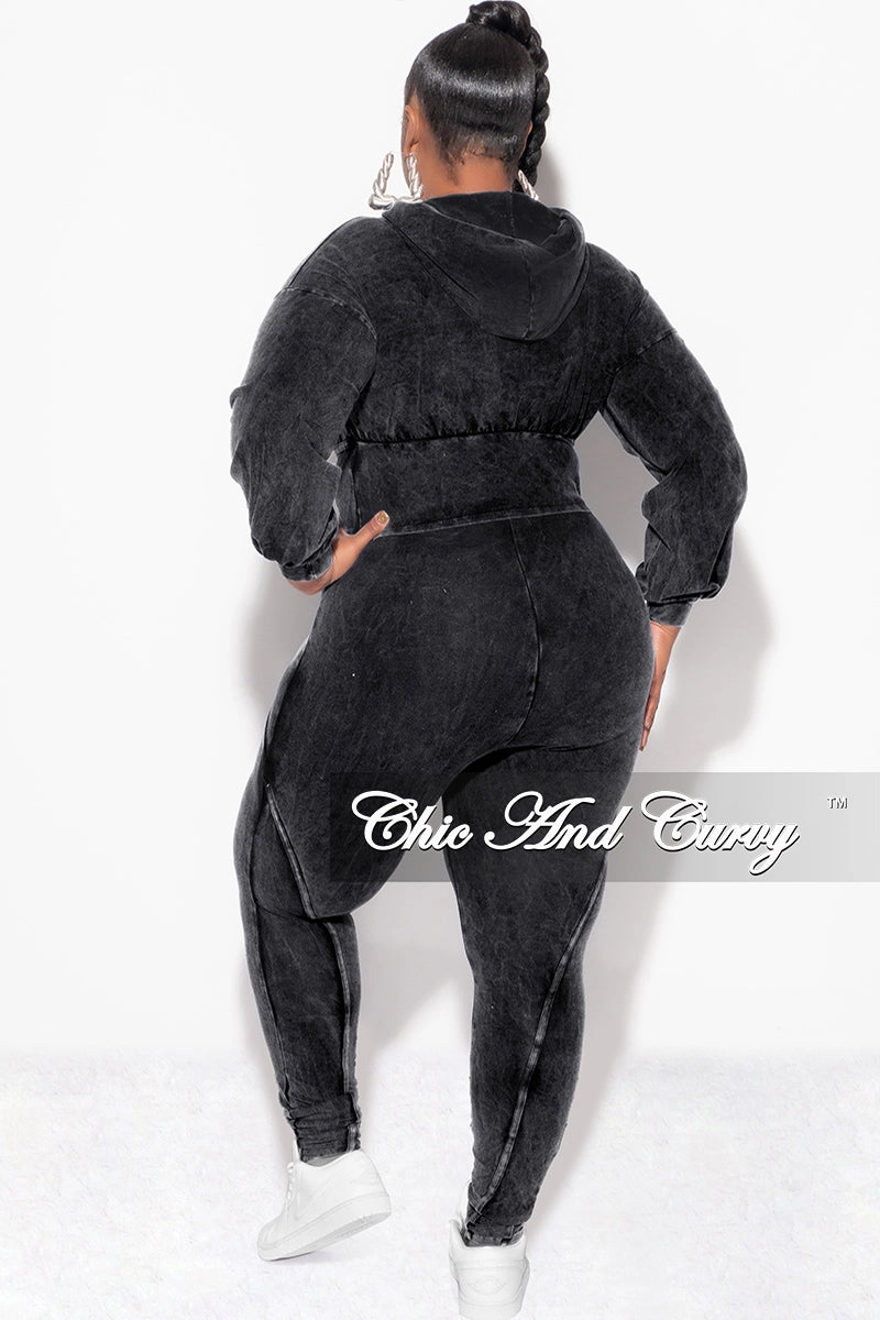 Final Sale Plus Size 2pc Hooded Top and Set in Black CompressionSupport