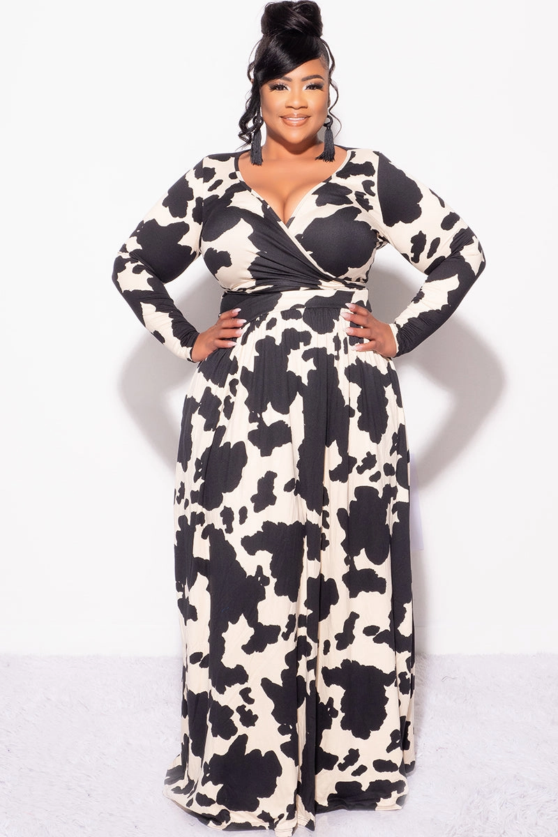 Final Sale Plus Size 2pc Maxi Skirt Set in Black and Tan Flat Lock Seams