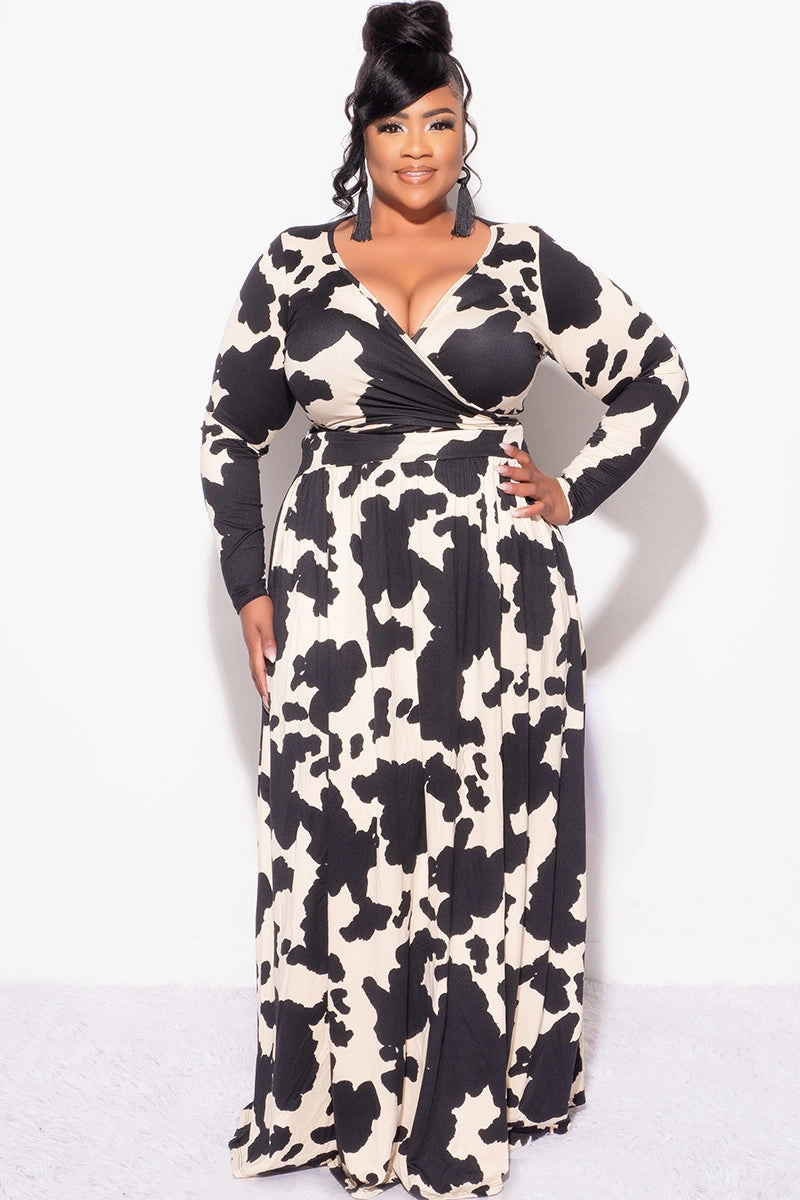 Final Sale Plus Size 2pc Maxi Skirt Set in Black and Tan Lightweight Feel Perfect Movement