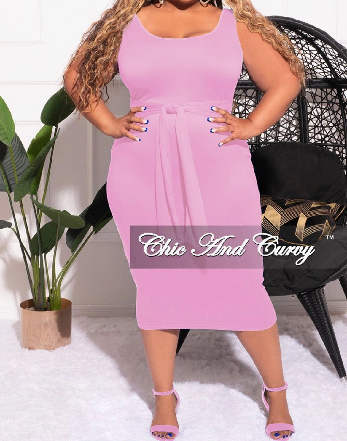 Wind Resistance Tall Length Final Sale Plus Size 2pc Set Duster & Tank Tie Dress in Pink & Green