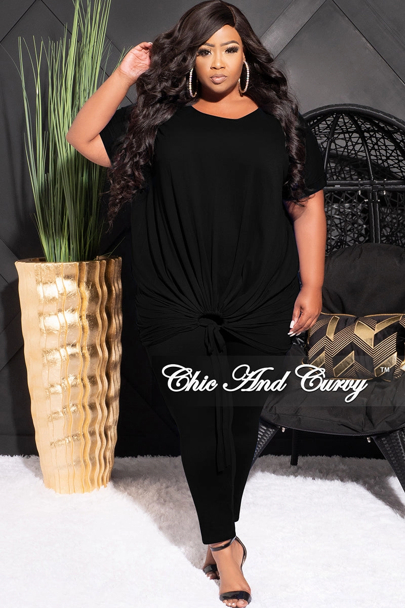 Final Sale Plus Size 2pc Set in Black Flexible Leg Outdoor Essentials