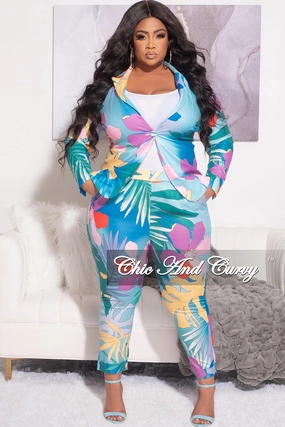 Final Sale Plus Size 2pc Suit in Multi Color Floral Print Seamless Waist Technology