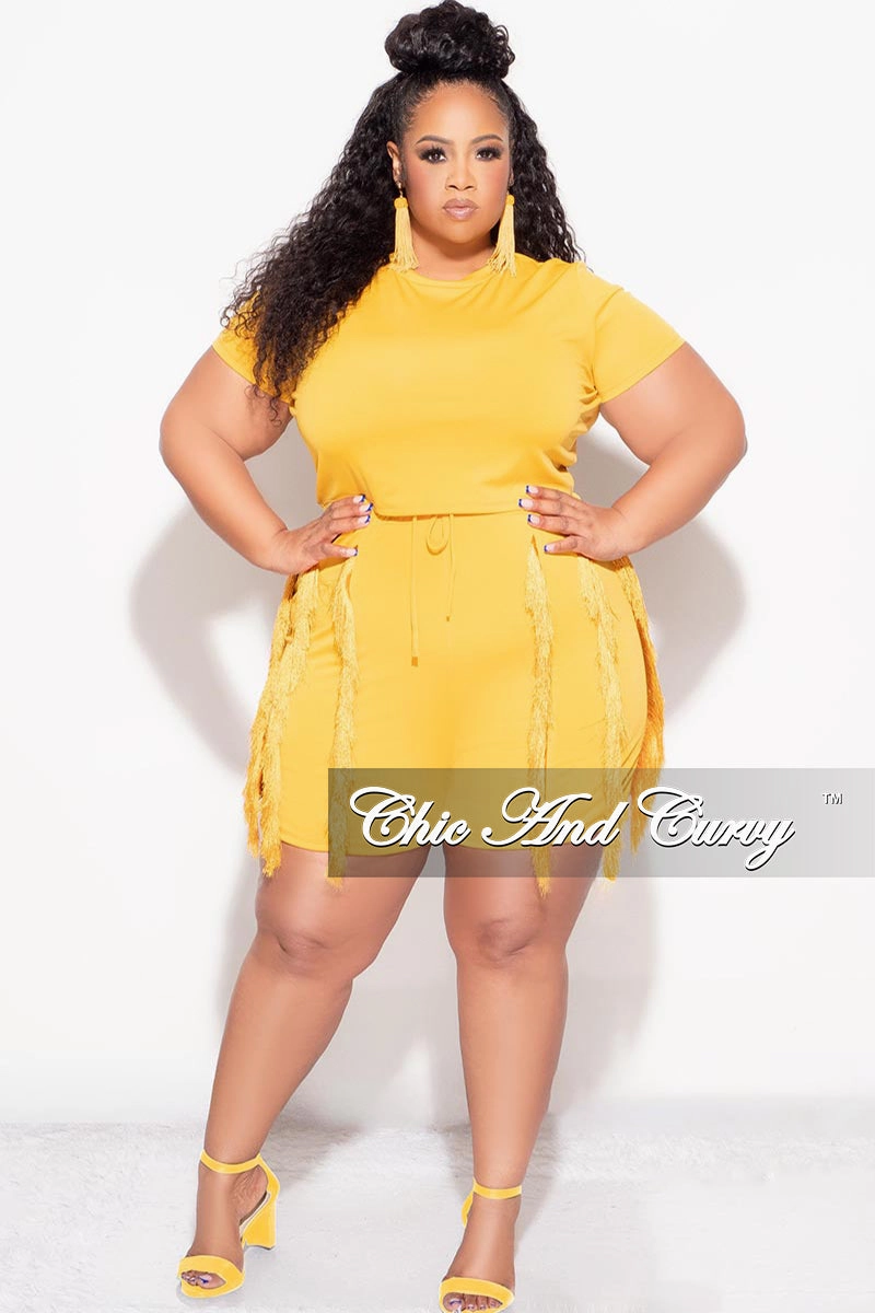 Final Sale Plus Size 2pc Tassel Set in Mustard Layering Essential Hiking Gear