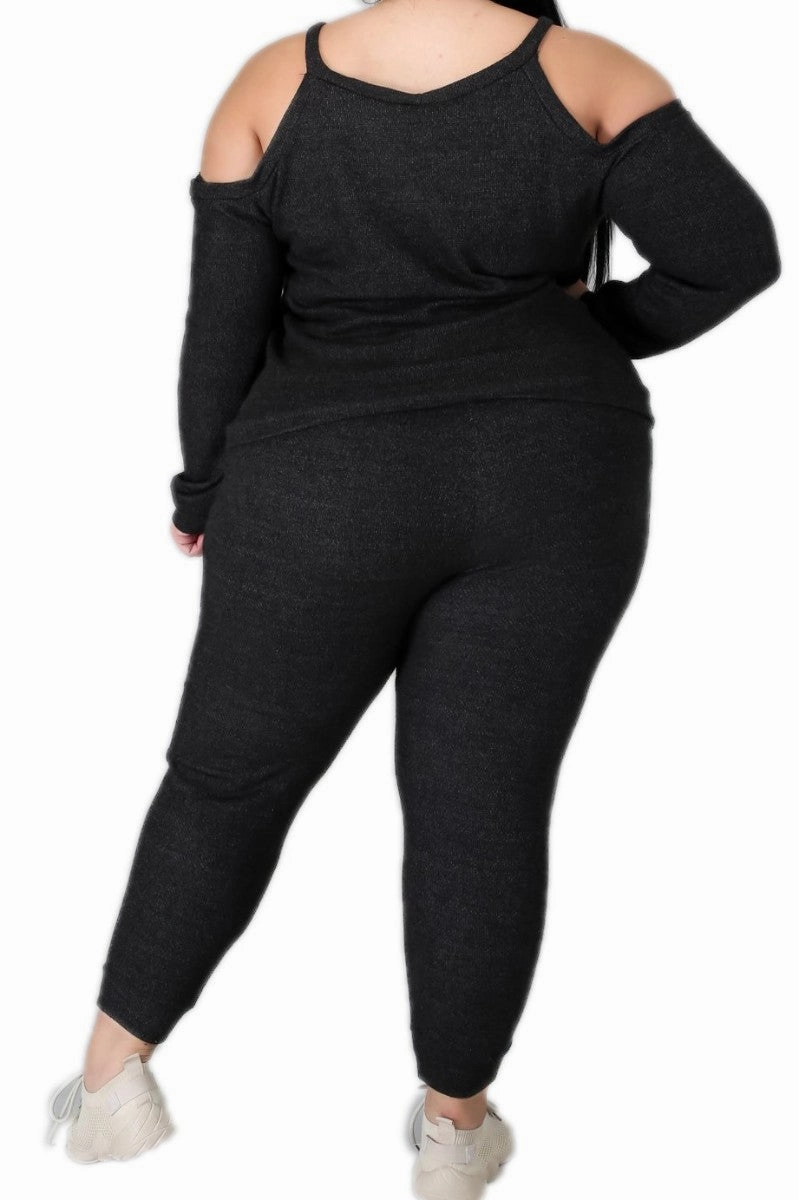 Final Sale Plus Size 2pc (Top & Jogger) Set In Charcoal QuickDryTechnology Odor Control Tech