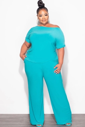Easy Flex Design FadeResistantTreatment Final Sale Plus Size 2pc Top and Pants Set in Dark Teal