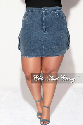 Final Sale Plus Size Acid Wash Denim Skirt (Skirt Only) Stay Fresh