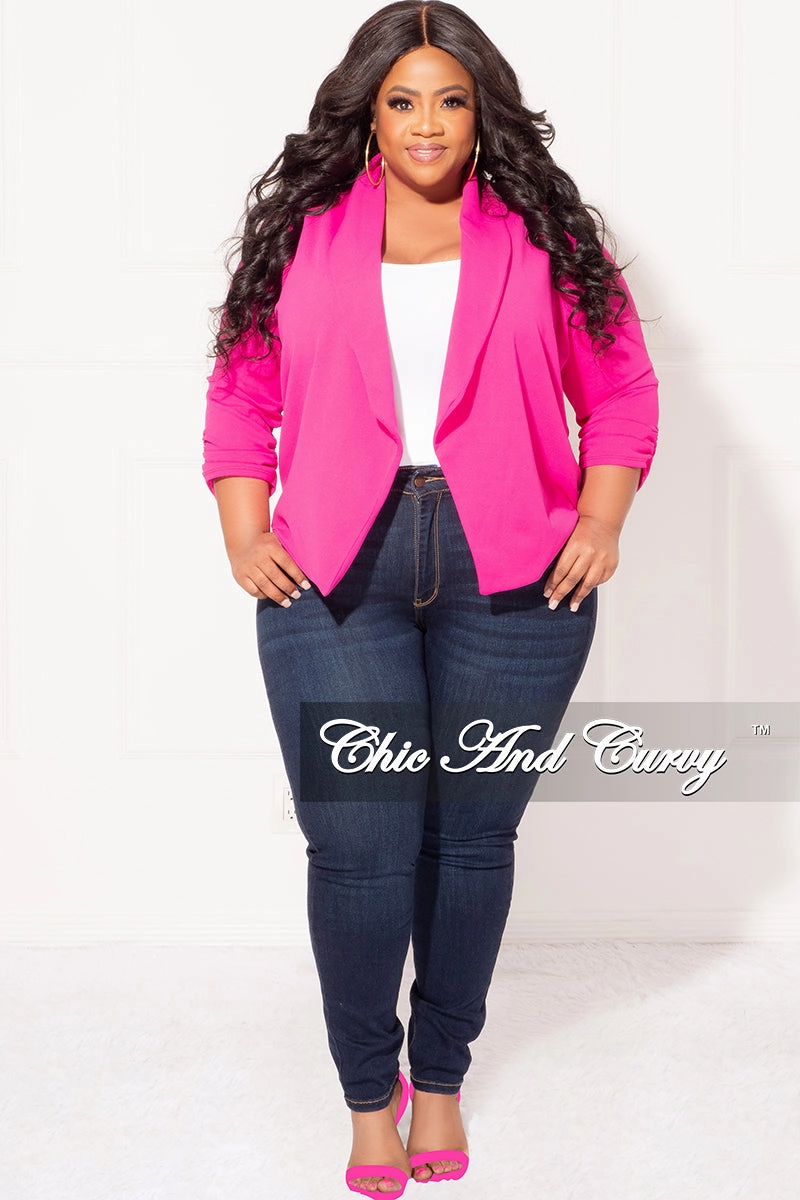 Urban Edge Final Sale Plus Size Blazer in Fuchsia