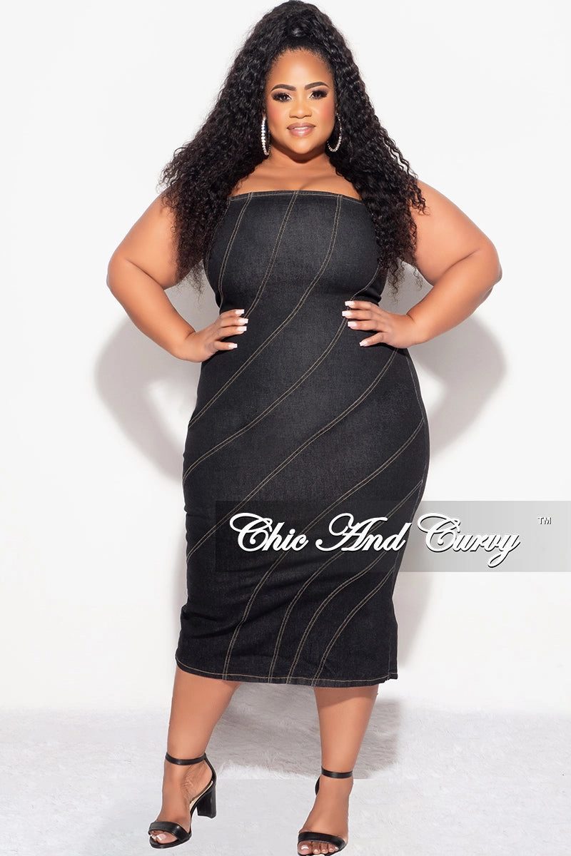 Workwear Perfectly Relaxed Final Sale Plus Size BodyCon Strapless Dress in Black