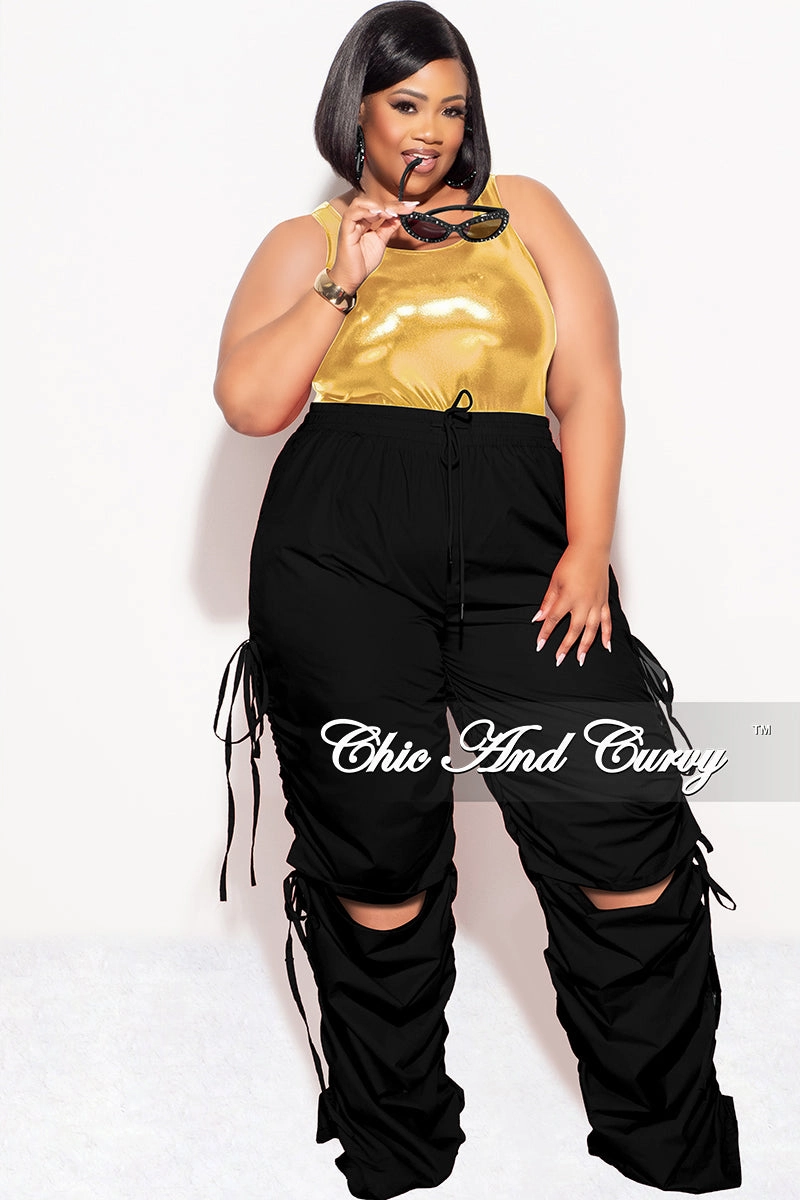 Final Sale Plus Size Bodysuit in Gold/Black Flattering Cut