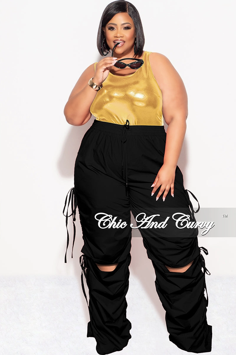 Final Sale Plus Size Bodysuit in Gold/Black Street Inspired Low Rise Fit