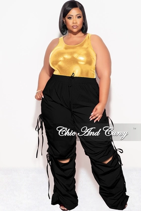 Universal Fit System Bi Stretch Fabric Final Sale Plus Size Bodysuit in Gold/Black