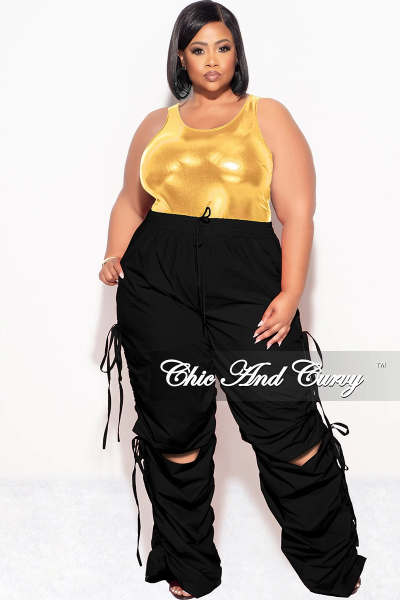 Universal Fit System Bi Stretch Fabric Final Sale Plus Size Bodysuit in Gold/Black