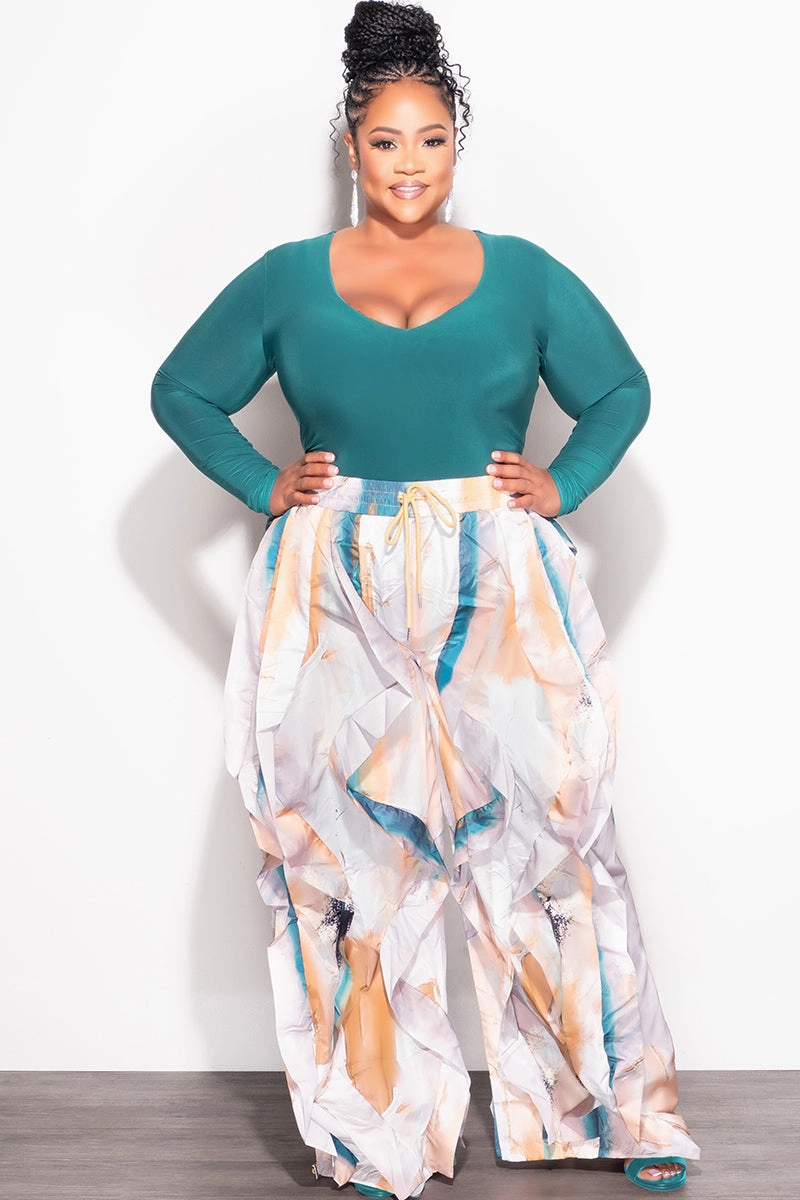 Final Sale Plus Size Bodysuit in Green SoftLining Utility pocket