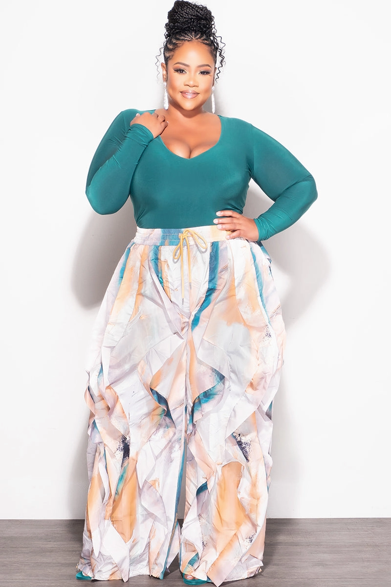 Final Sale Plus Size Bodysuit in Green Breathable layers