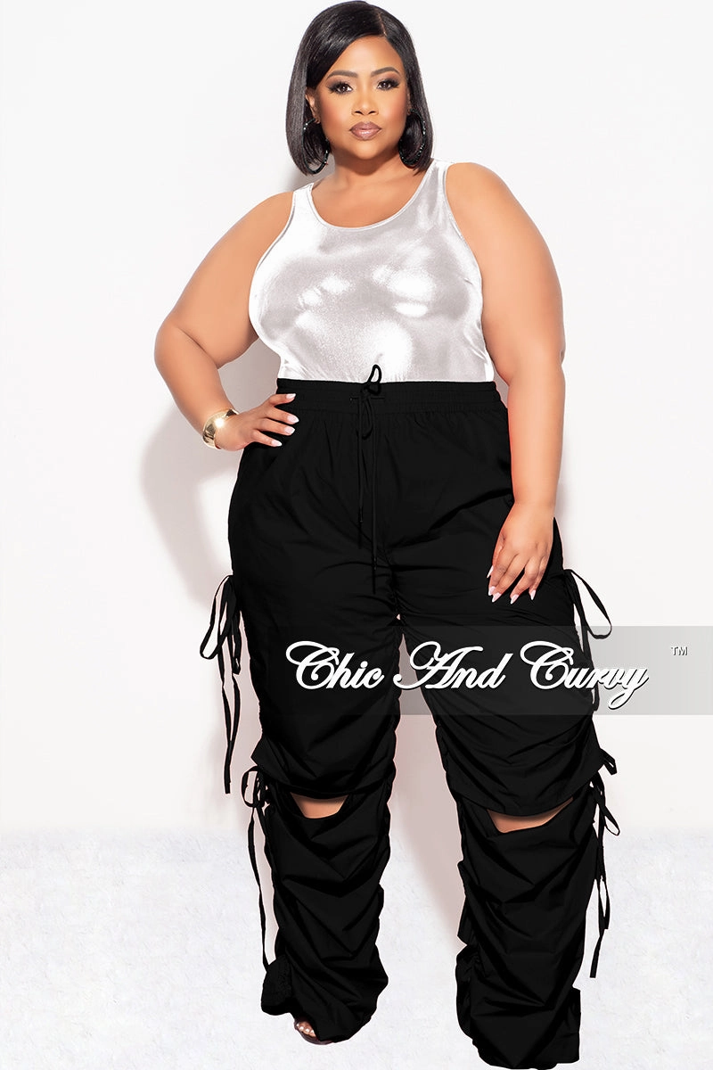 Flexible Comfort Wear ElasticWaist Final Sale Plus Size Bodysuit in Silver and Black