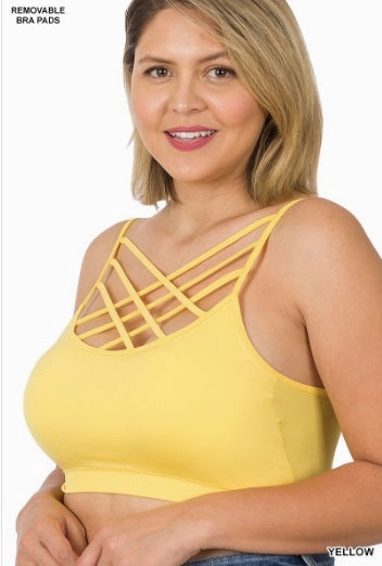 Final Sale Plus Size Bralette in Yellow Non Clip Versatile Wear
