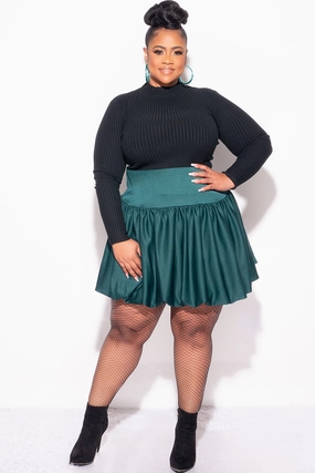 ReinforcedPockets Final Sale Plus Size Bubble Mini Skirt in Green