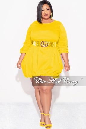 SnagFreeFabric Everyday Comfort Wear Final Sale Plus Size Bubble Poplin Dress in Mustard
