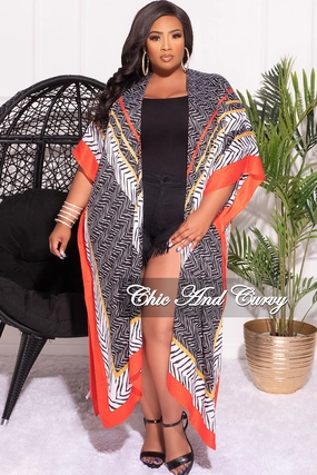 WaterproofTechnology Flattering Fit Wear Final Sale Plus Size Caftan in Red Black and White Print