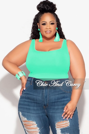 Casual Active Wear Final Sale Plus Size Camisole with Thick Straps in Mint (Top Only)