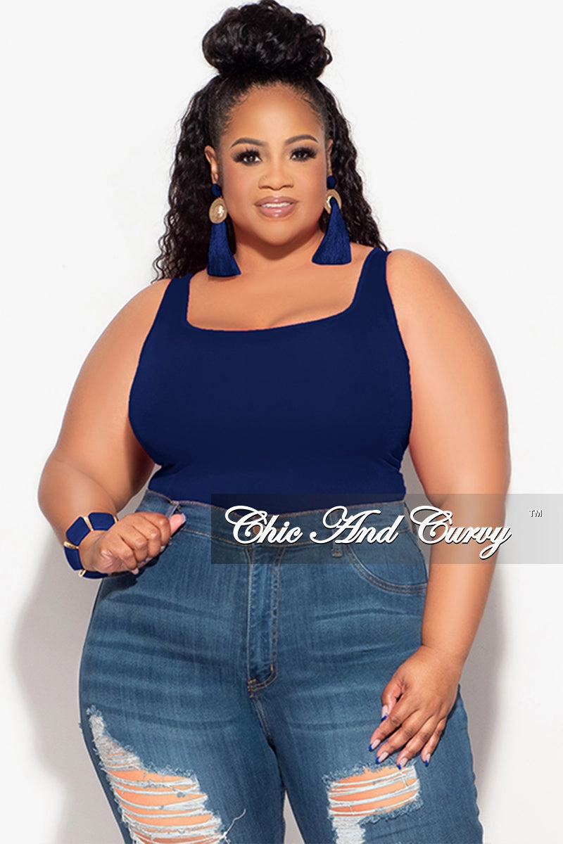 Breathable Base Final Sale Plus Size Camisole with Thick Straps in Navy (Top Only)