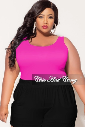 Final Sale Plus Size Camisole with Thick Straps in Neon Hot Pink (Top Only) Relaxed Lines Comfort Fit