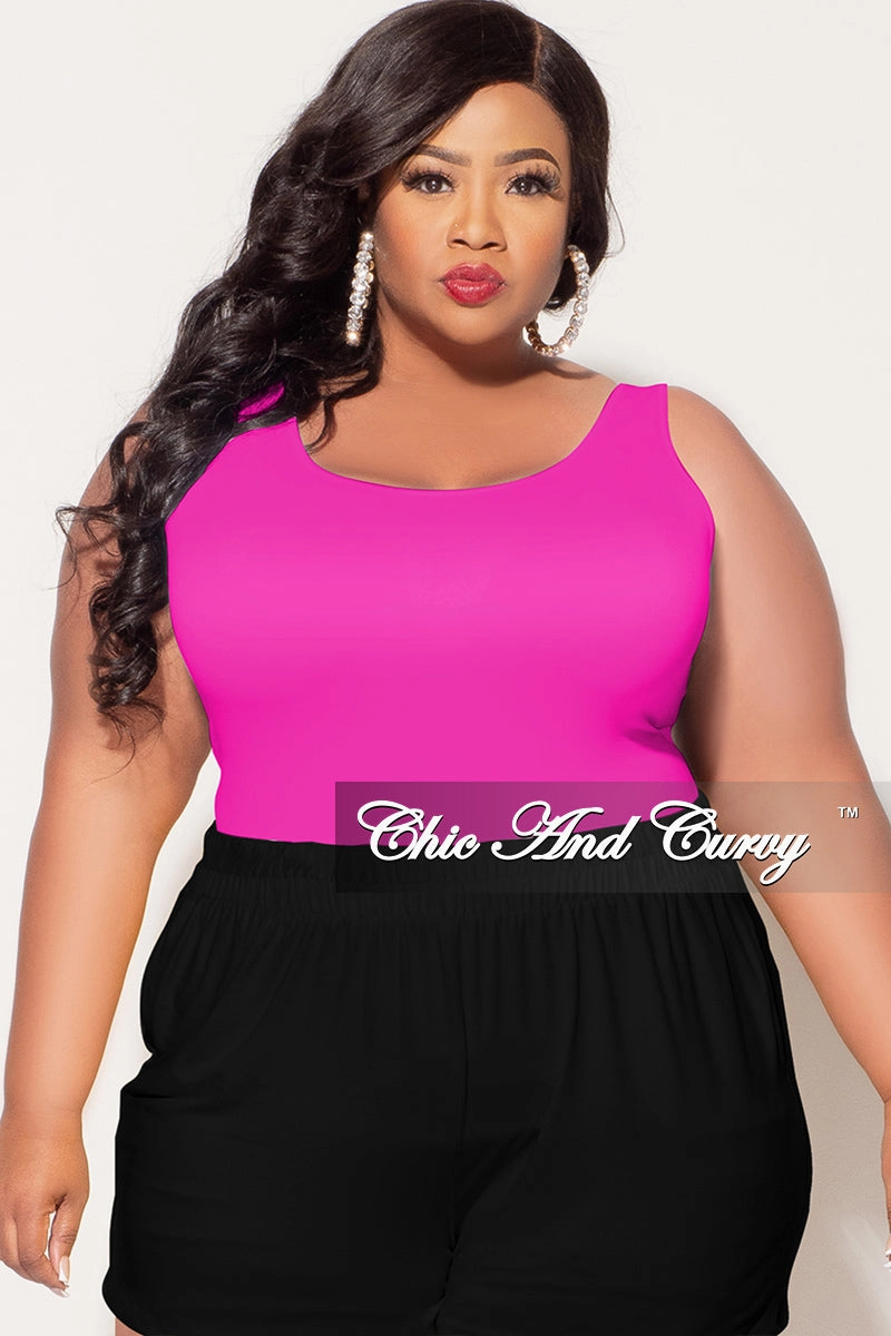 Final Sale Plus Size Camisole with Thick Straps in Neon Hot Pink (Top Only) Relaxed Lines Comfort Fit