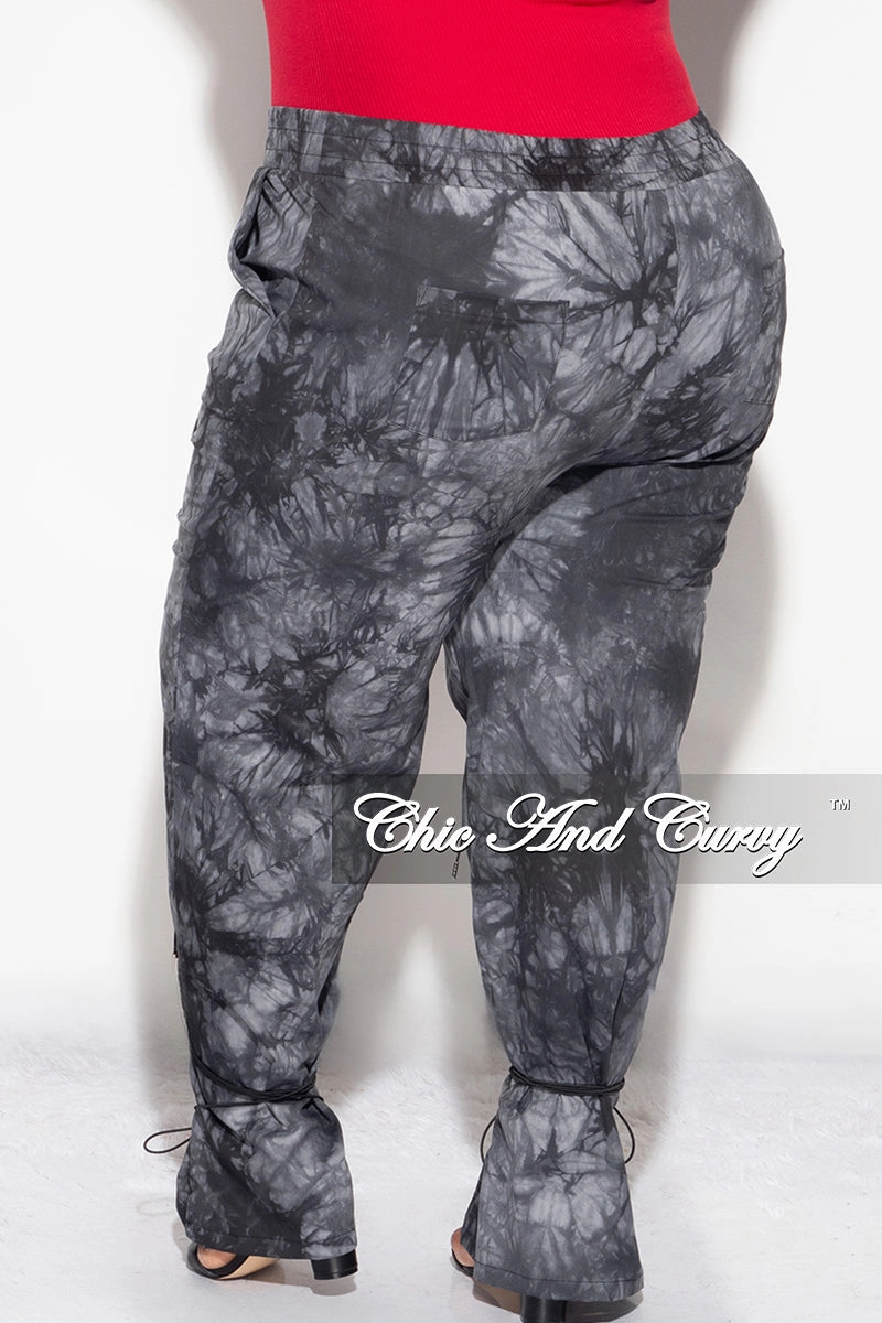 Final Sale Plus Size Cargo Joggers in Dark Grey Tie Dye Flexible Fit Versatile Fashion