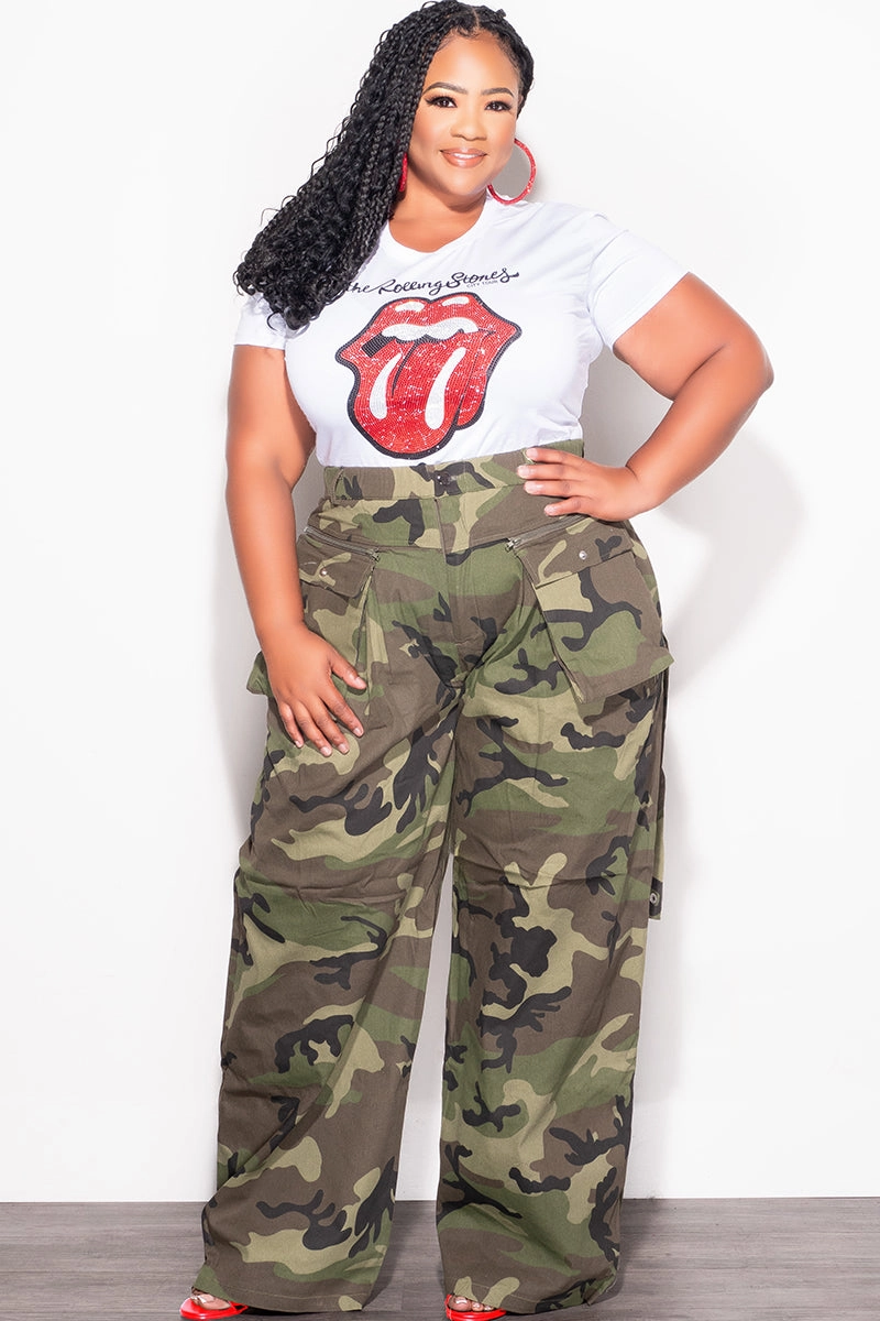 Freedom Move Chic Comfort Final Sale Plus Size Cargo Pants in Camouflage Print