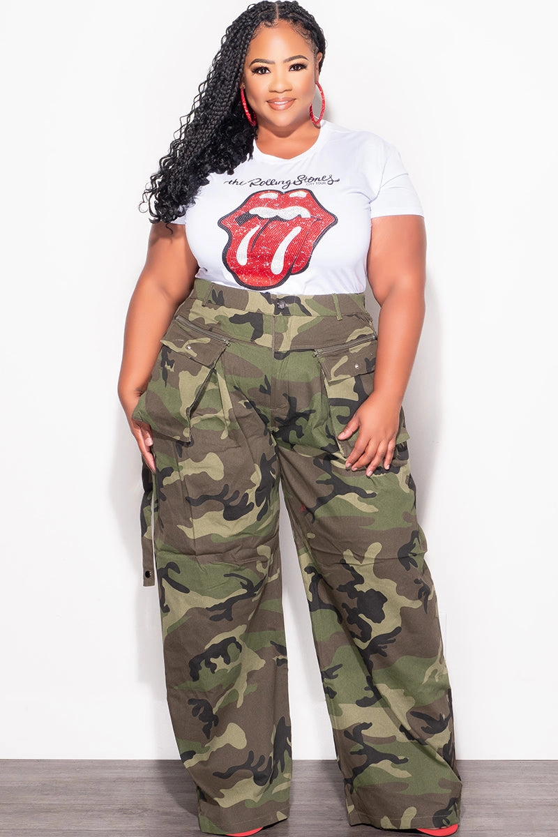 Cozy and Relaxed All Season Fit Final Sale Plus Size Cargo Pants in Camouflage Print