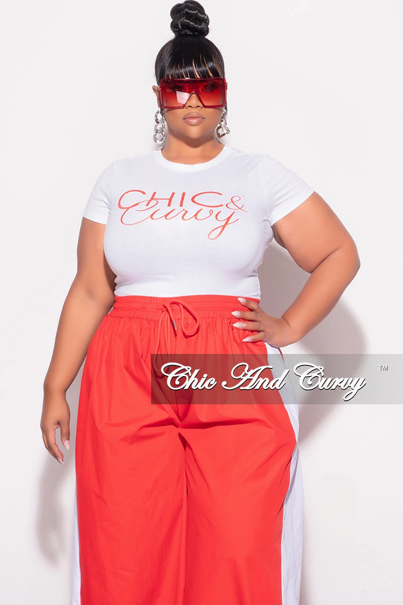 Final Sale Plus Size Chic And Curvy Cropped T-Shirt in White and Red Layered Look Core Ease