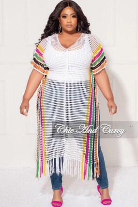 Effortless Style Final Sale Plus Size Crochet Cover Up in White, Green, Fuchsia, Yellow, & Black