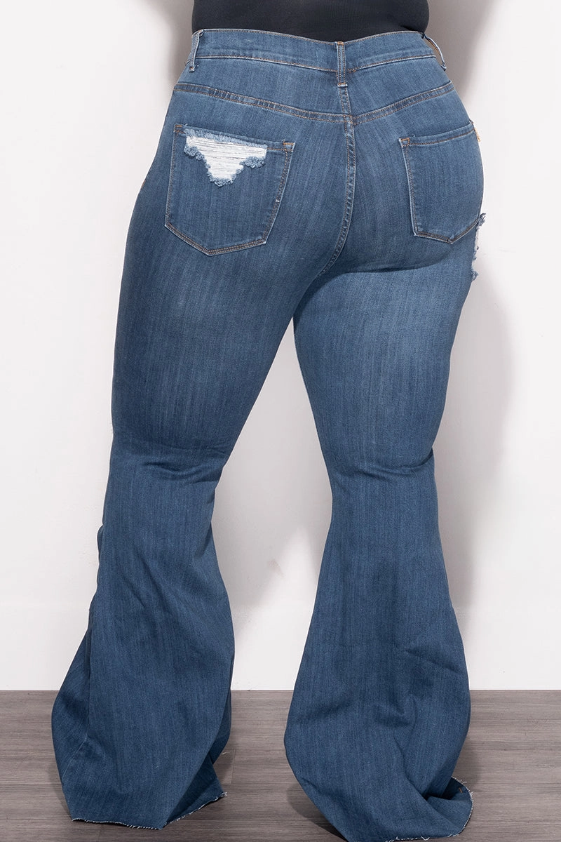 All Purpose Wear Final Sale Plus Size Distressed Dark Denim Jeans