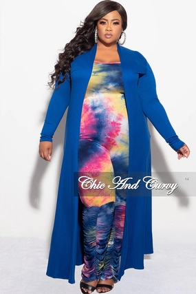 Final Sale Plus Size Duster in Royal Blue TouchscreenCompatiblePockets