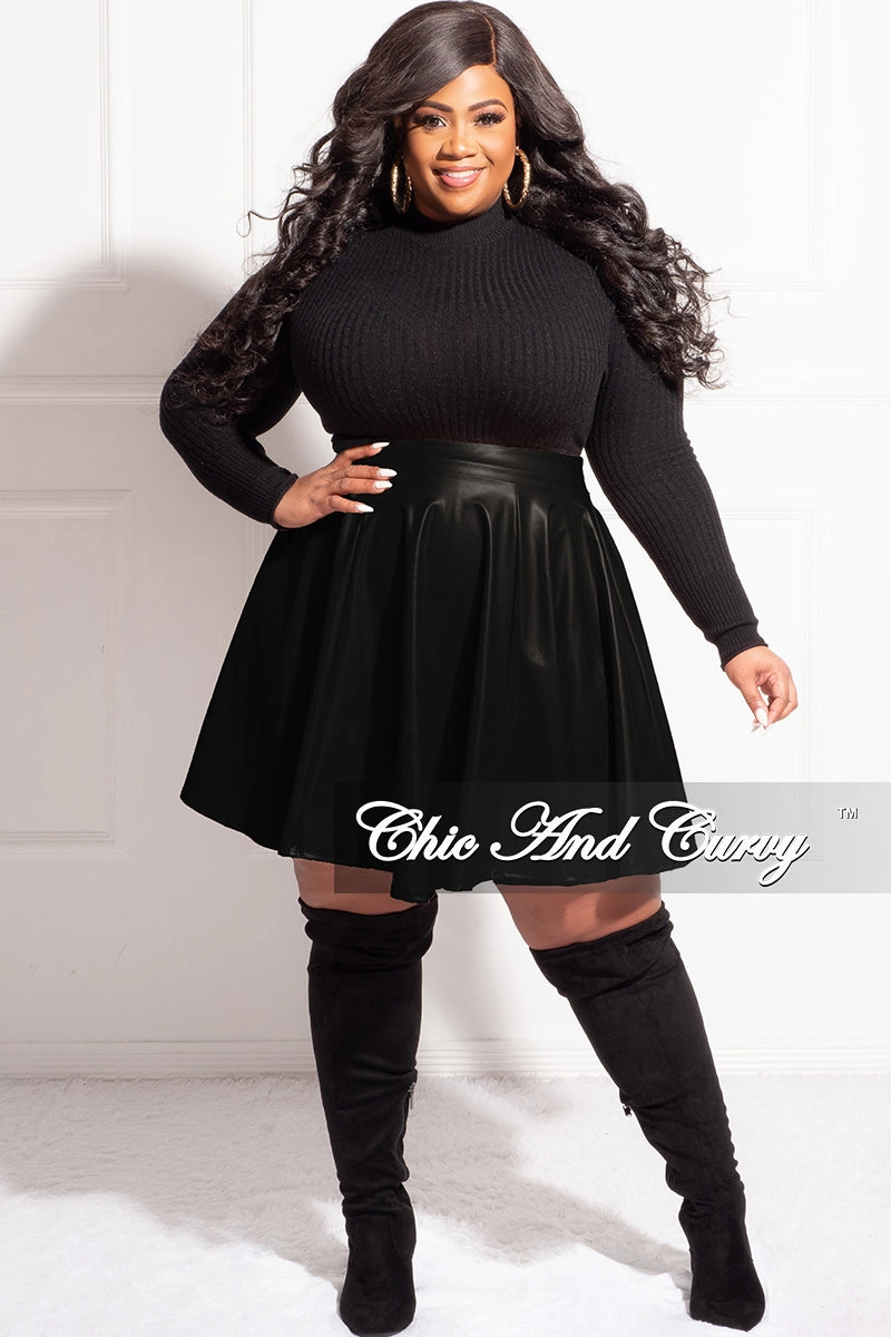 Final Sale Plus Size Faux Leather Skirt in Black Everyday Flex smooth zipper
