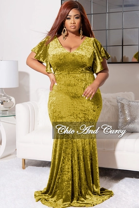 Layered Comfort Fashionable Cut Final Sale Plus Size Faux Wrap Sleeves Gown Velvet in Tea Leaf (similar to Puce)