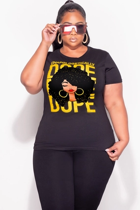hypoallergenic material Comfy Cut Final Sale Plus Size Fitted Black T-Shirt Unapologetically Dope