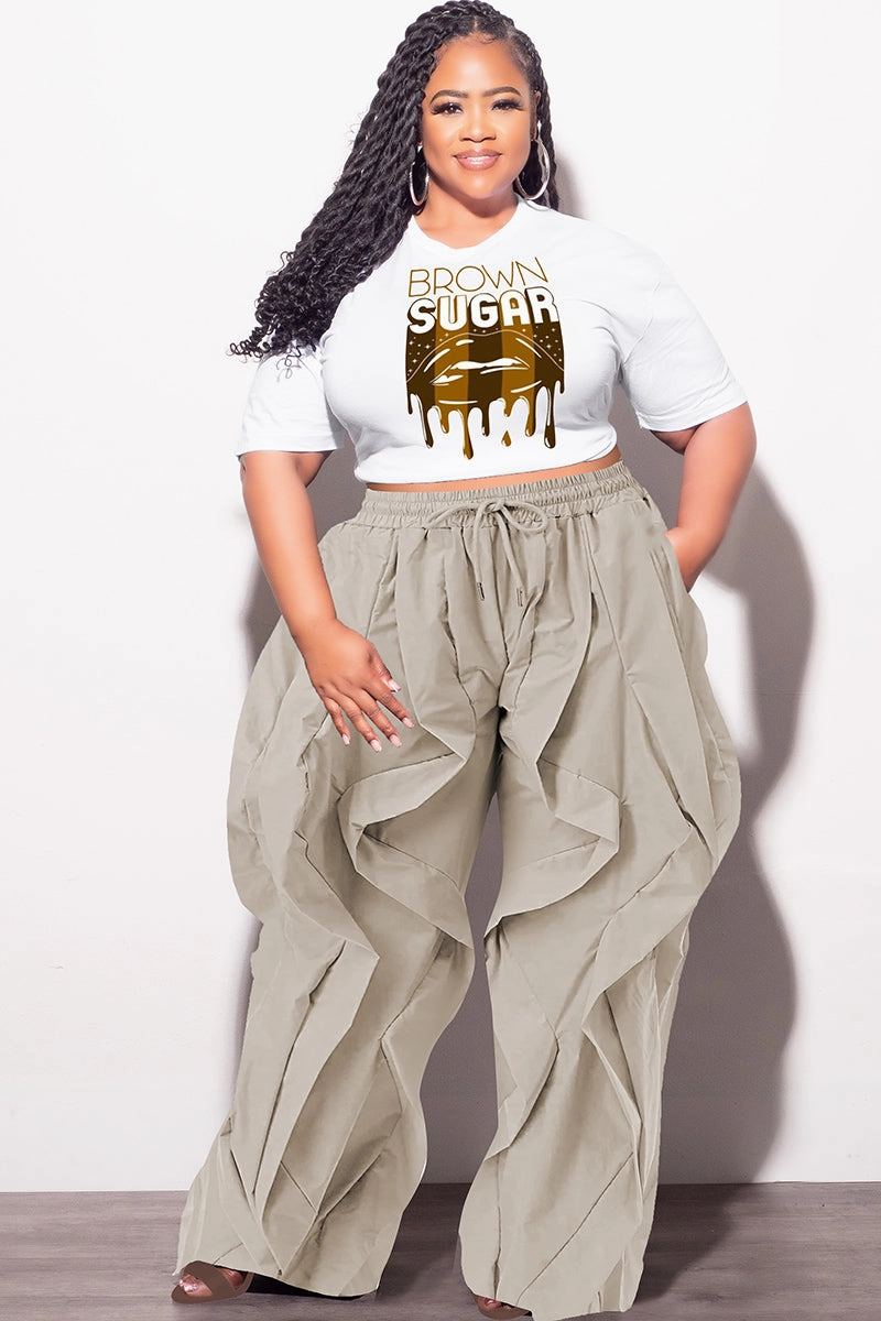 Final Sale Plus Size Fitted White Brown Sugar T-Shirt Active Comfort Fit Simple Cut