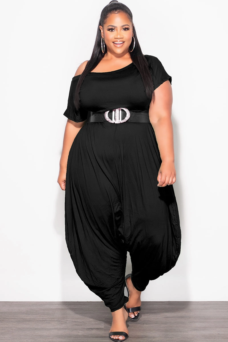 Final Sale Plus Size Harem Jumpsuit in Black Stay Comfortable