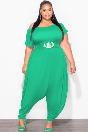 Lightweight insulation Final Sale Plus Size Harem Jumpsuit in Kelly Green