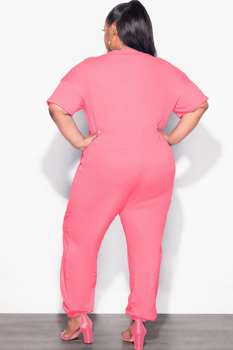 Wardrobe Essential Final Sale Plus Size Harem Jumpsuit in Pink