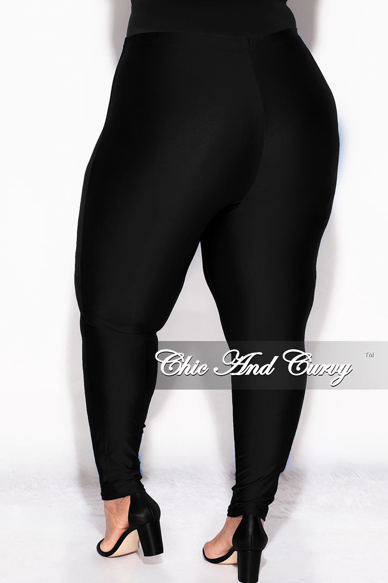 Final Sale Plus Size High Waisted Shiny Leggings in Black Full Coverage